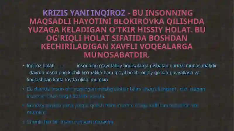 KRIZIS HOLATDA BO‘LGAN BEMORGA MASLAHAT BERISH 2