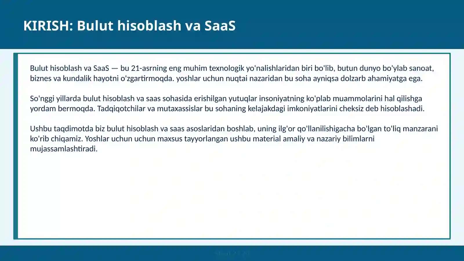 Bulut HIsoblash va SaaS 2