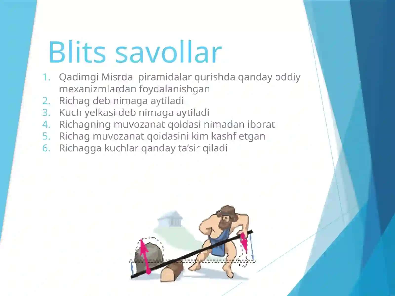 Richag vauning muvozanat sharti 2