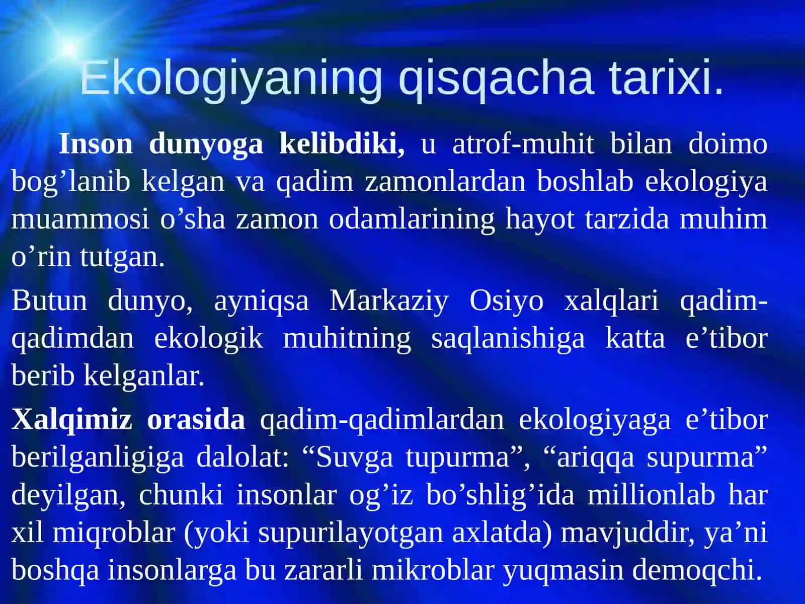 EKOLOGIYANING BOSH VAZIFASI PPT 2