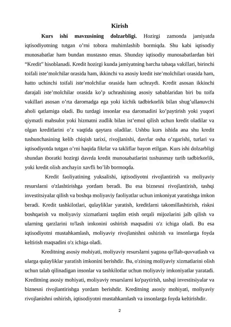 Kredit va uning hozirgi zamon shakllari 2