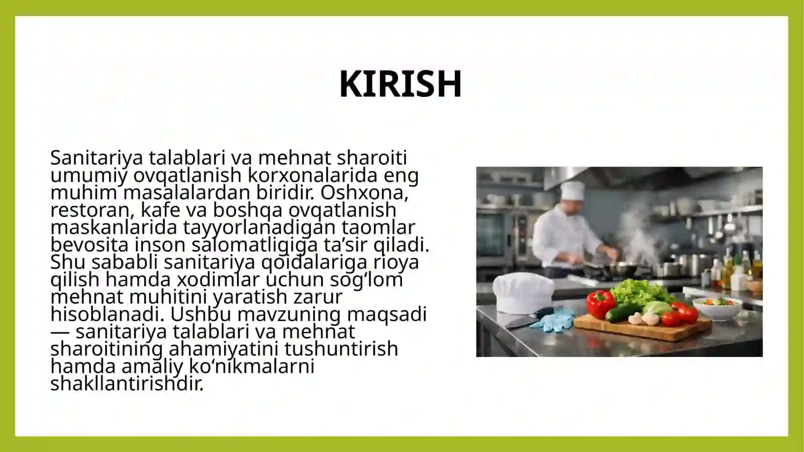 Sanitariya talablari va mehnat sharoiti 2