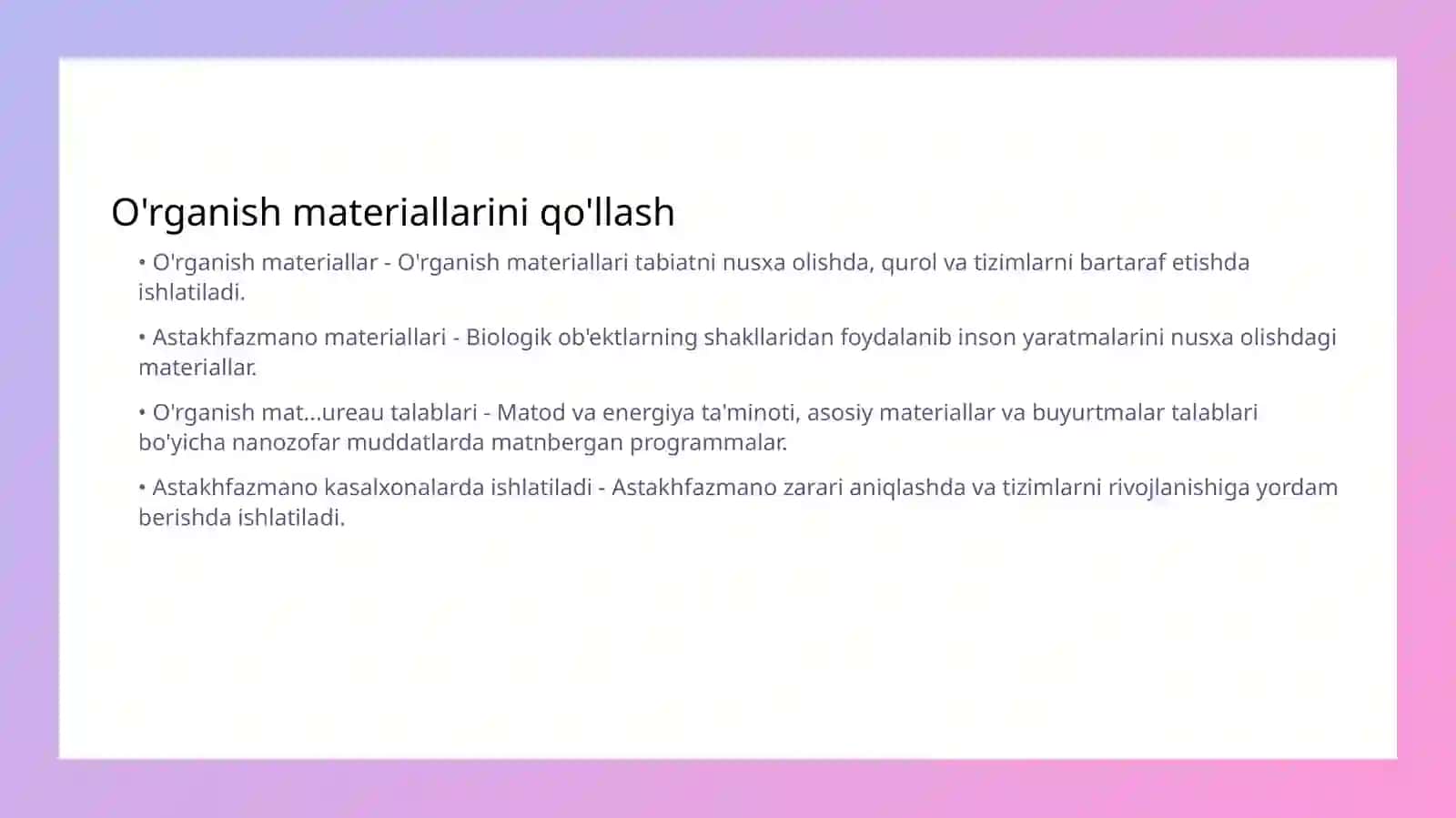 Biomimetik materiallar dizayni 2