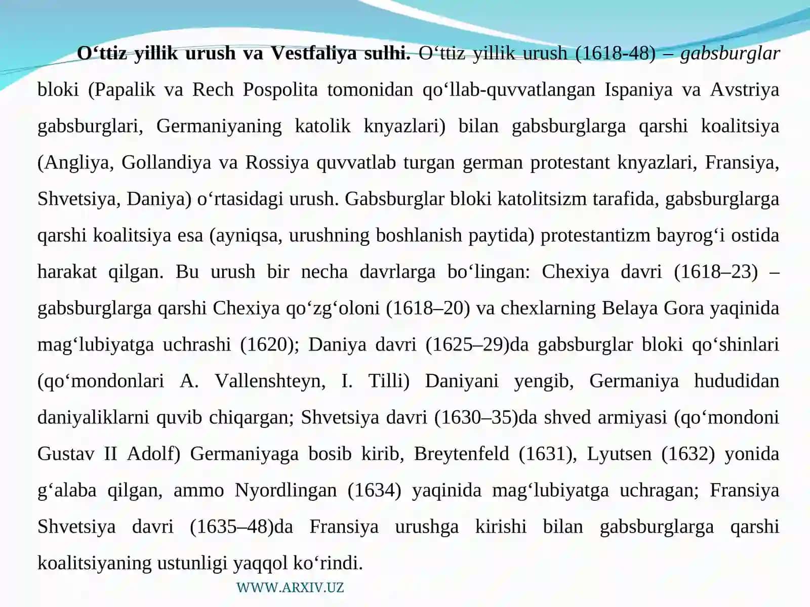 XVII–XIX asr boshlarida xalqaro munosabatlar va diplomatiya 2