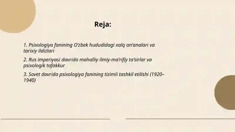 Oʻzbekistonda psixologiya fanining rivojlanish tarixi 2