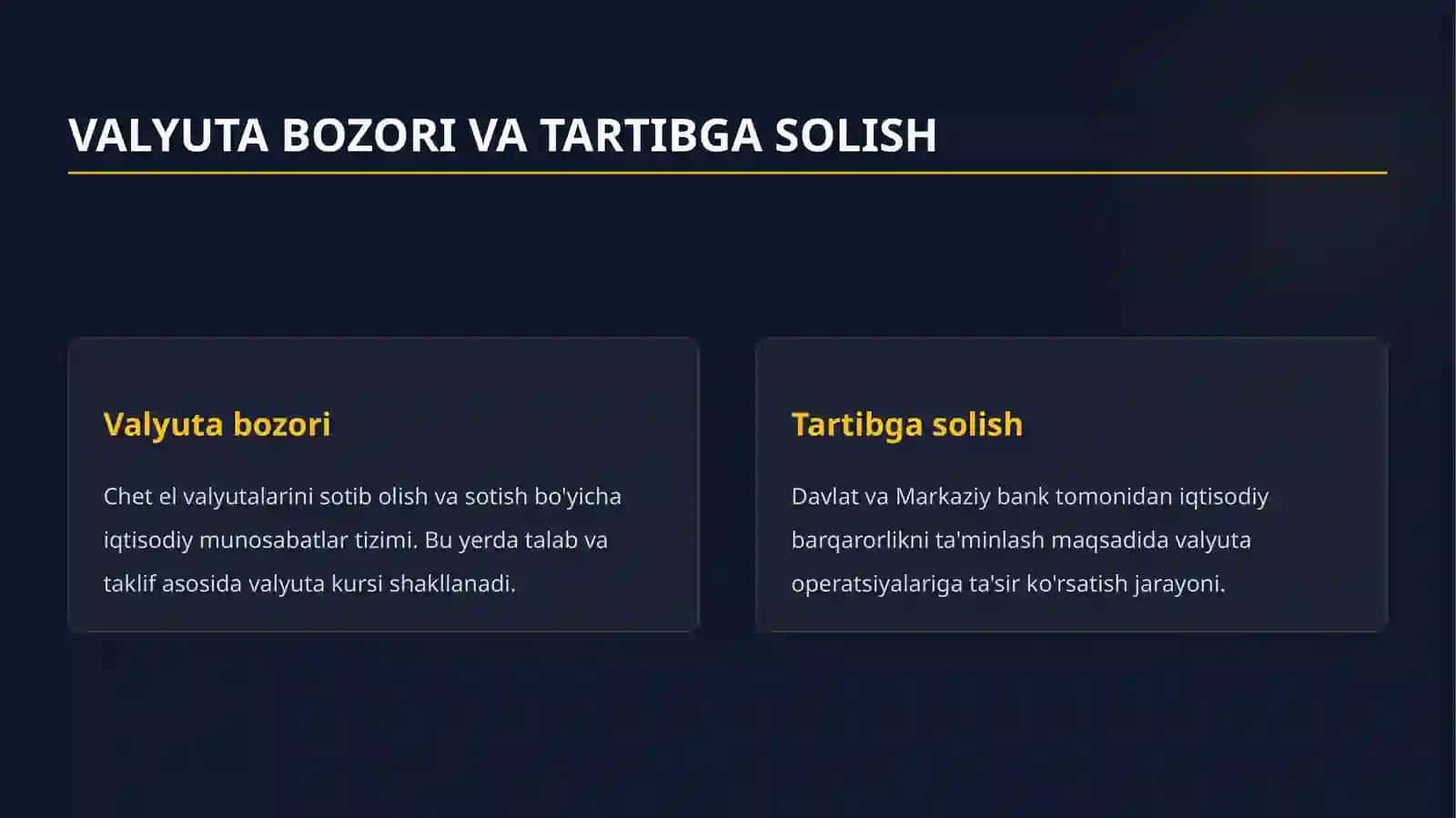 Valyuta bozorini tartibga solish 2