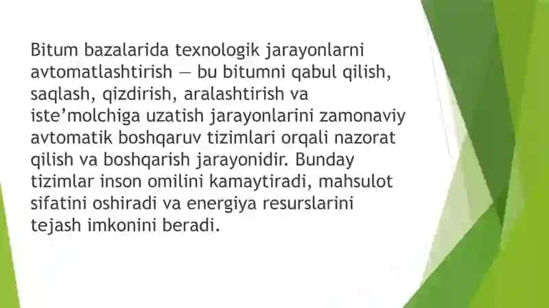 Bitum Bazalarida texnologik jarayonlarni avtomatlashtirish 2