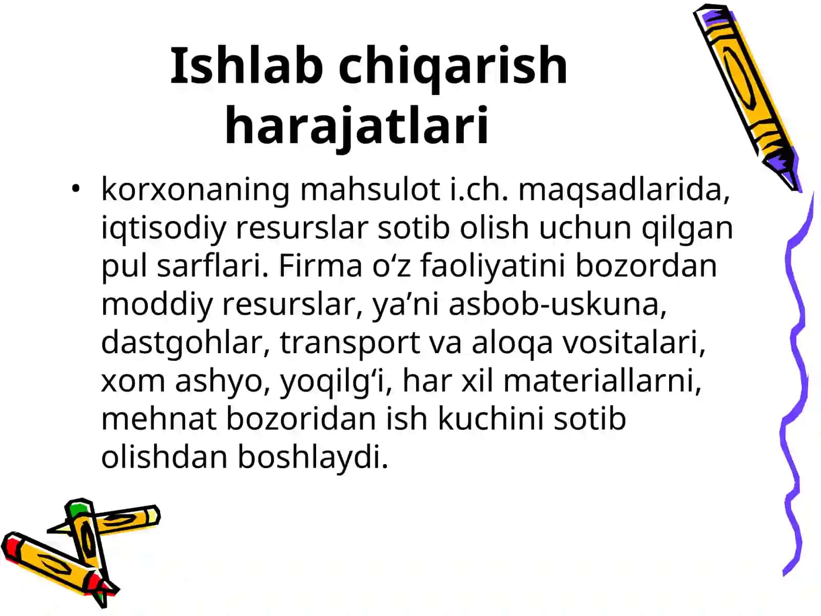 Ishlab chiqaruvchi harajatlari 2