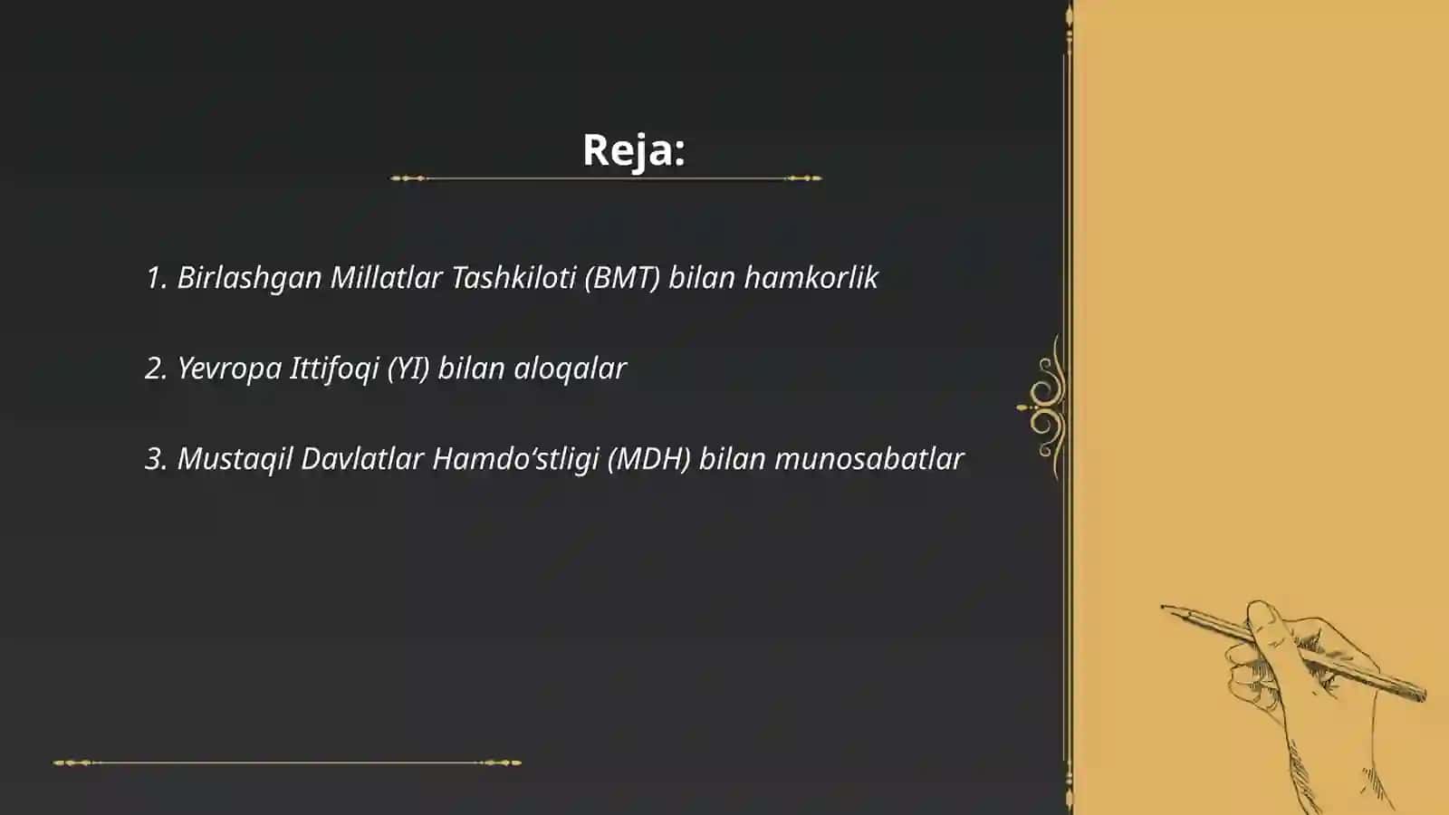 Birlashgan Millatlar Tashkiloti (BMT) bilan hamkorlik 2