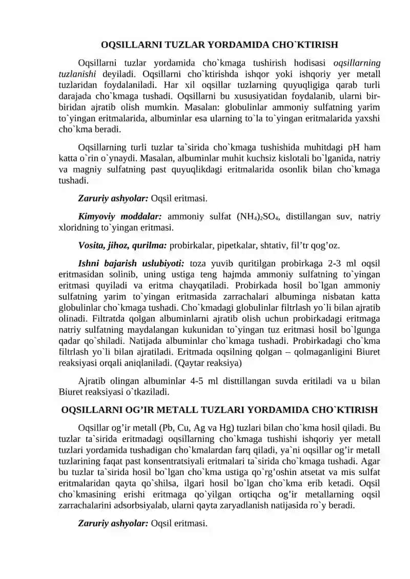 Oqsillarni cho’ktirishini baholash 2