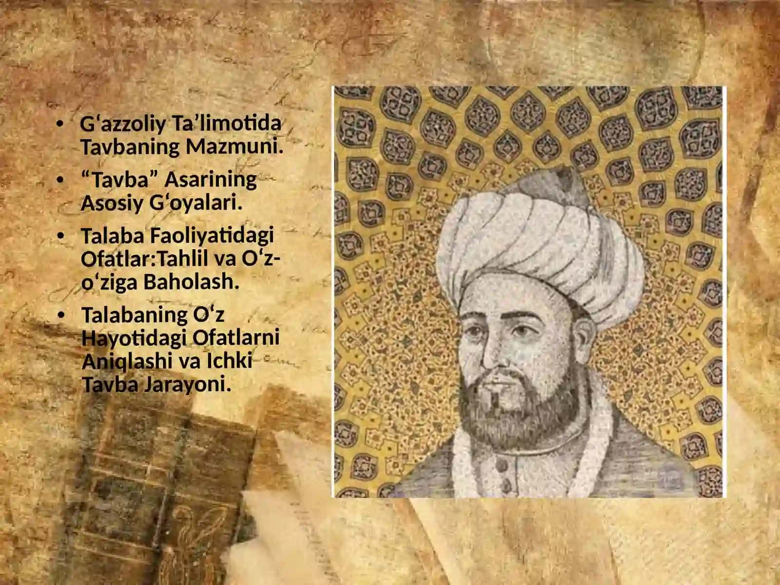 G'AZZOLIY"TAVBA" Asartahlili bo'yicha esse 2
