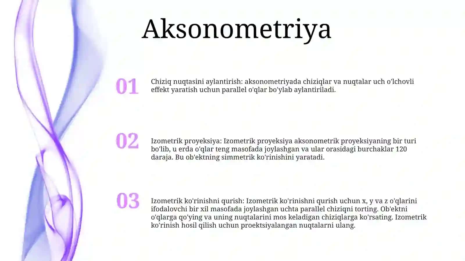 Aksonometrik Proyeksiyalar''. Detalning Izometriyasini Qurish 2