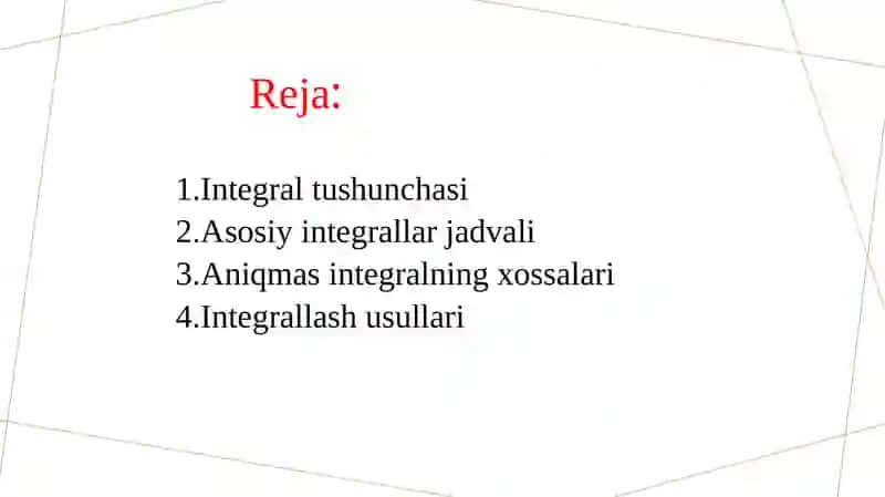 Integral hisobning asosiy qoidalari 2