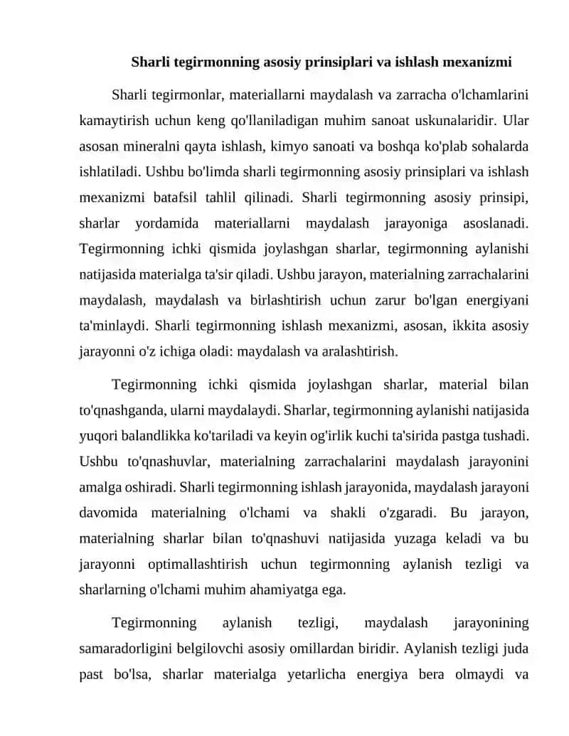 Sharli tegirmon uchun privod (yuritma)ni loyihalash 2