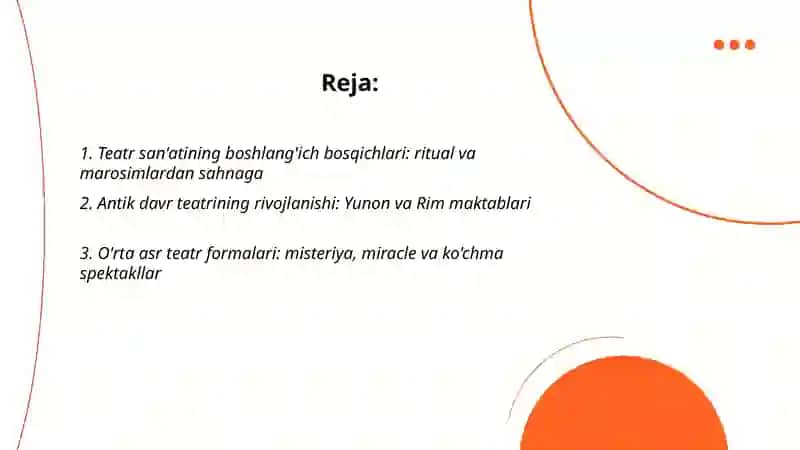Teatr san'ati va uning rivojlanish bosqichlari 2