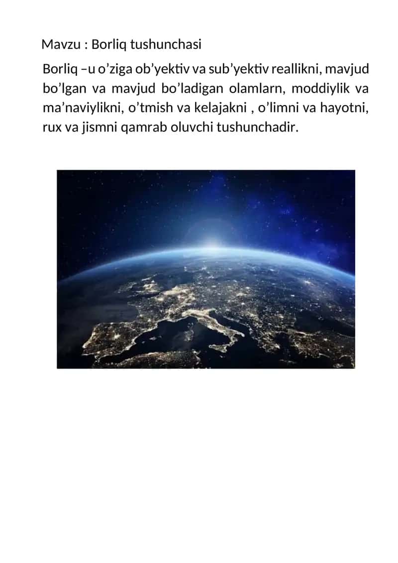Borliq tushunchasi 2