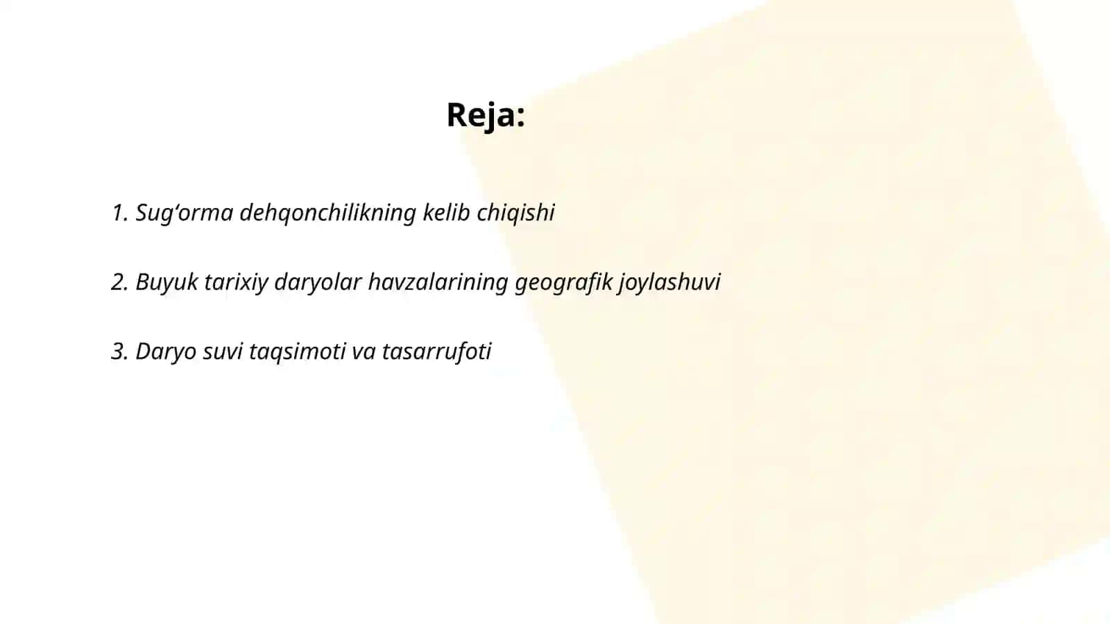 Buyuk tarixiy daryolar havzasidagi sugʻorma dehqonchilik sivilizatsiyasi 2