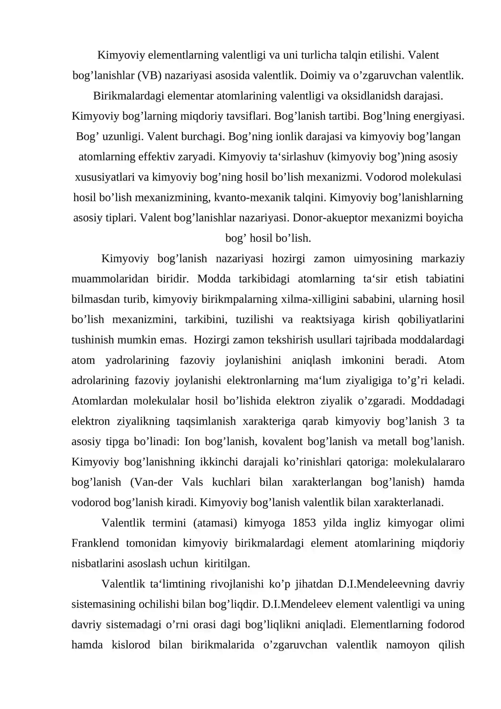 Kimyoviy bog’lanish nazariyasi 2