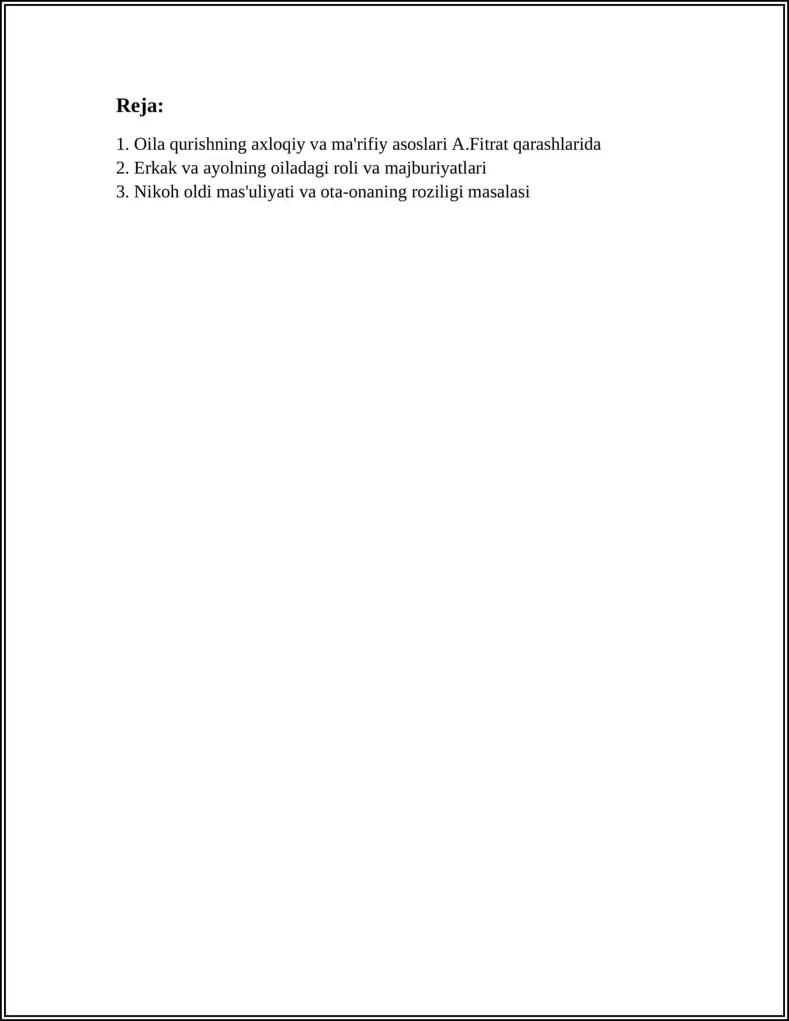 A.FITRATNING “OILA ASARI”DAGI OILA QURISH TARTIBLARI VA FARZAND TARBIYASIGA OID G’OYALAR 2