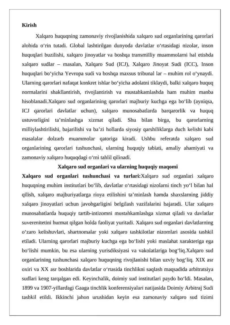 Xalqaro sud organining qarorlari 2