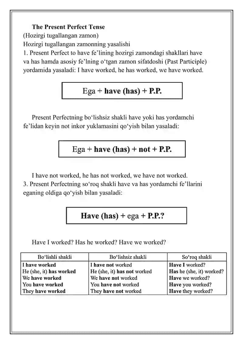 The Present Perfect Tense 2