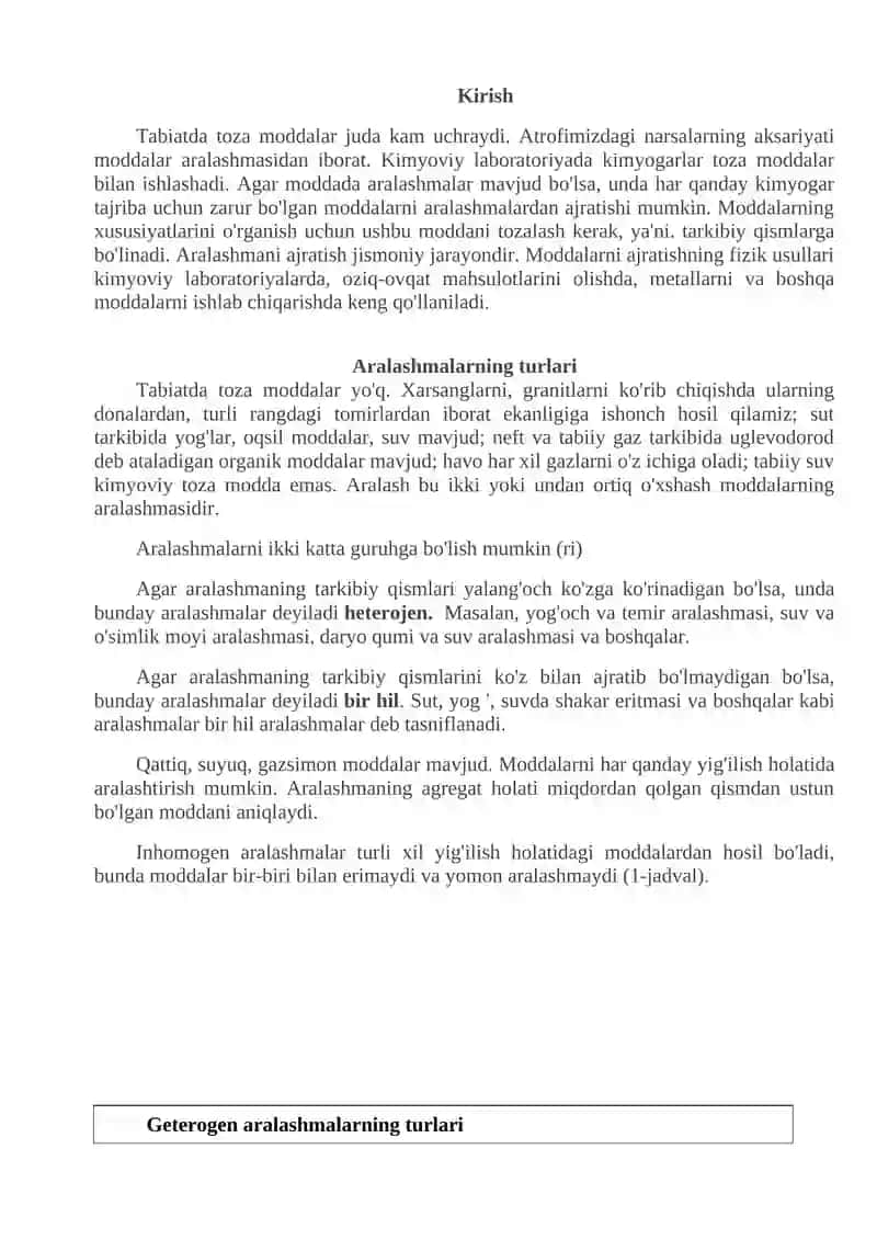 ARALASHMALARNI TOZALASH VA AJRATISH USULLARI 2