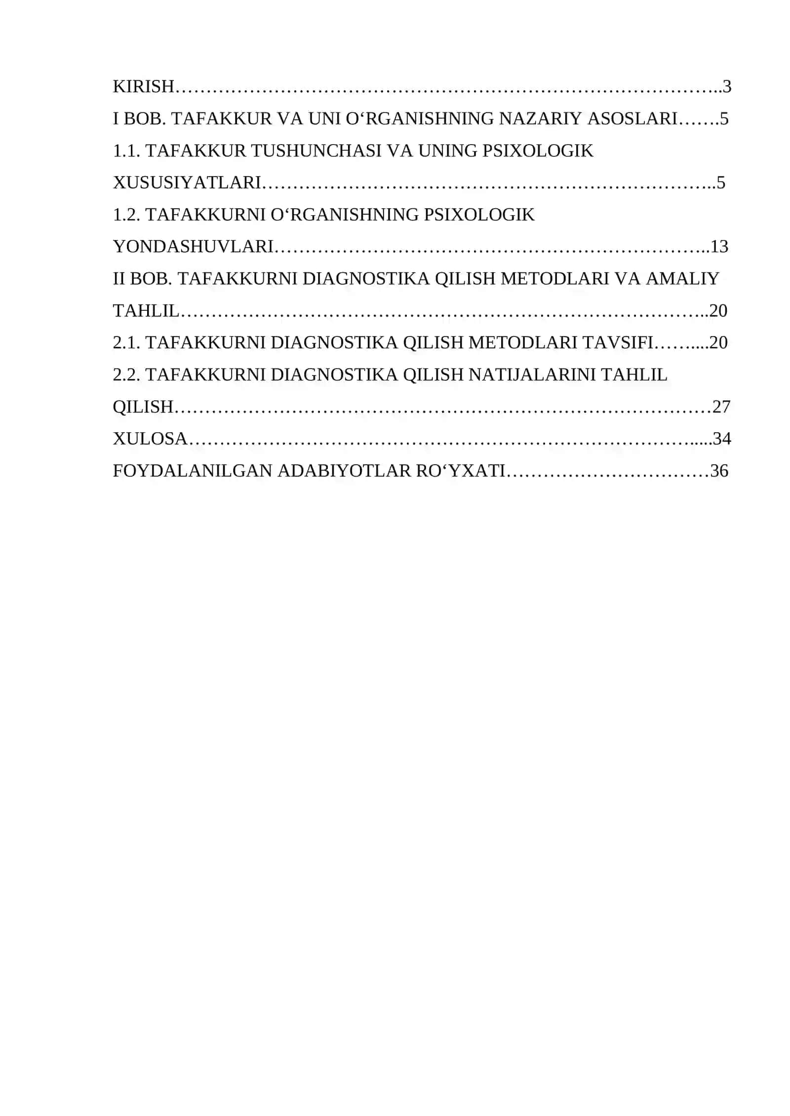 Tafakkurni diagnostika qilish metodlari kurs ishi 2