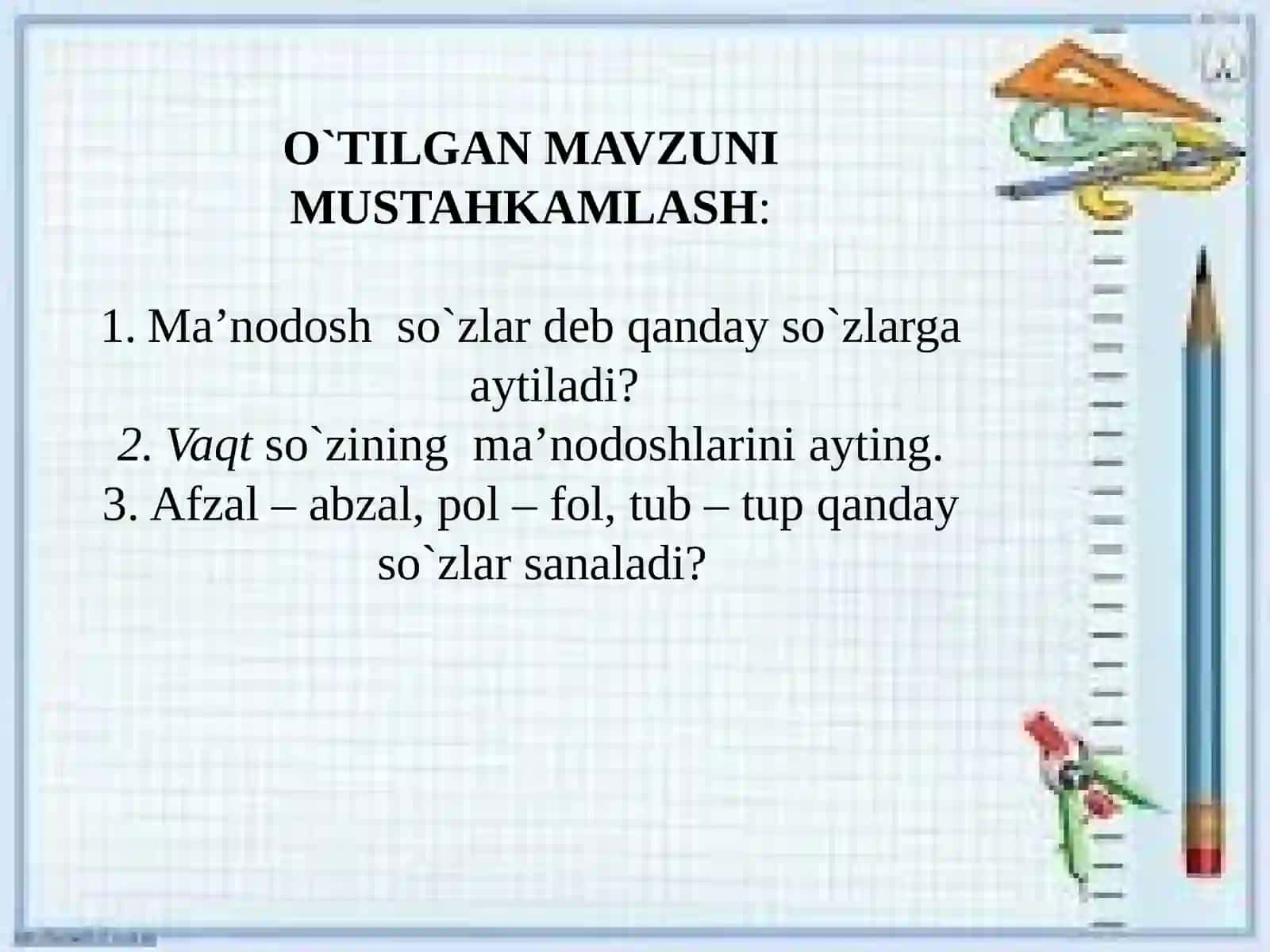 Ma’nodosh so’zlarda umumiy va xususiyma’nolar 2