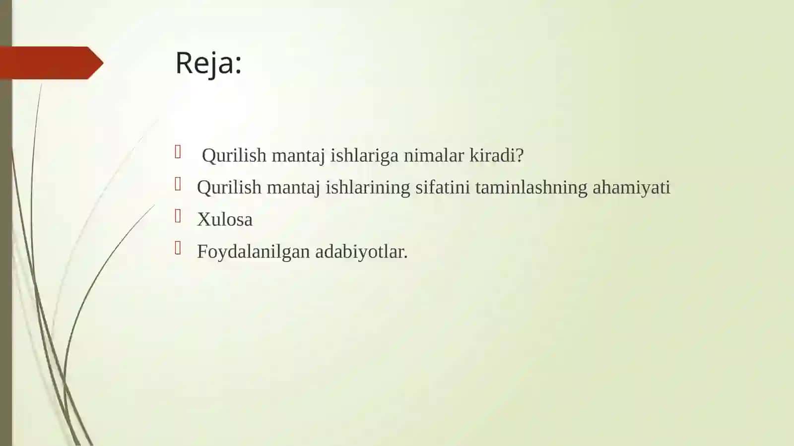 Qurilish mantaj ishlarining sifatini taminlash 2