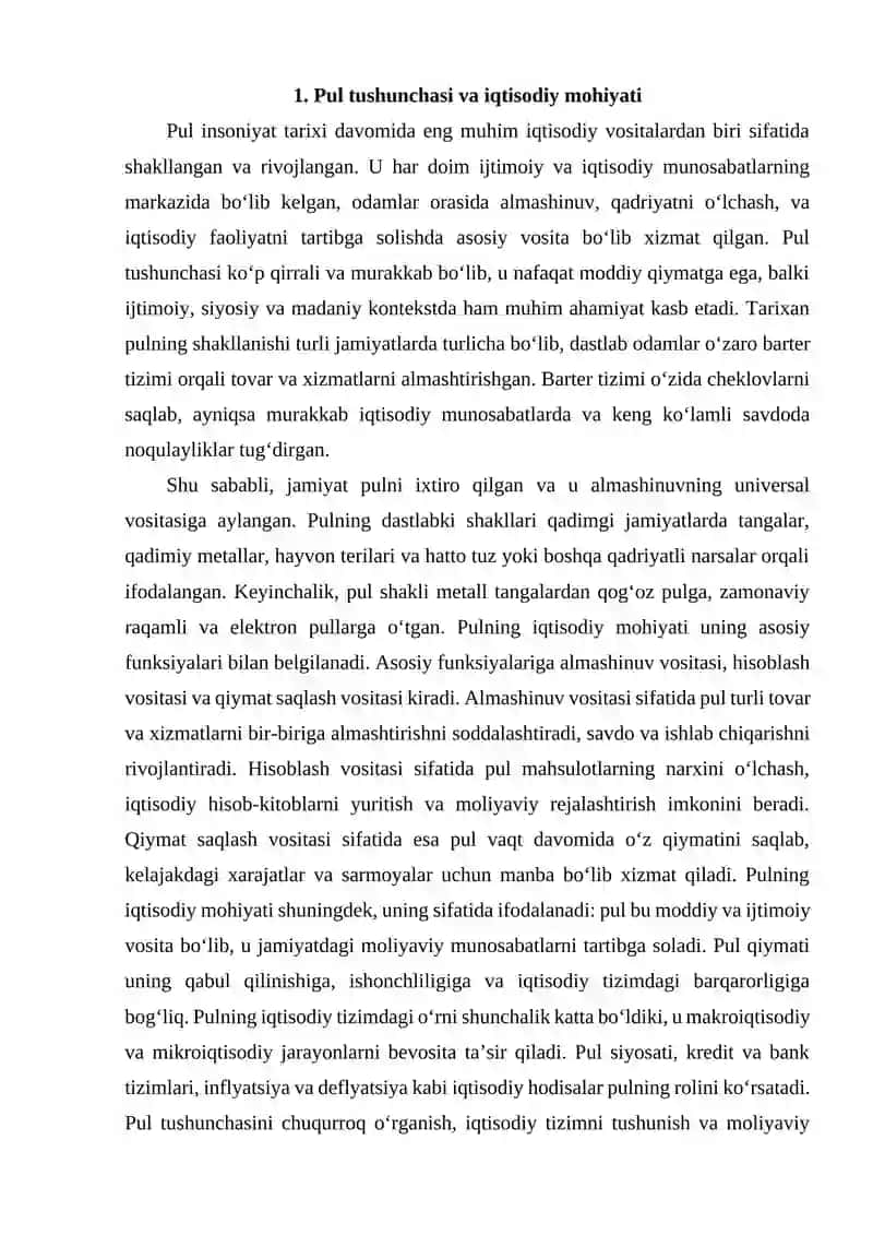 Pulning funksiyalari va turlari 2