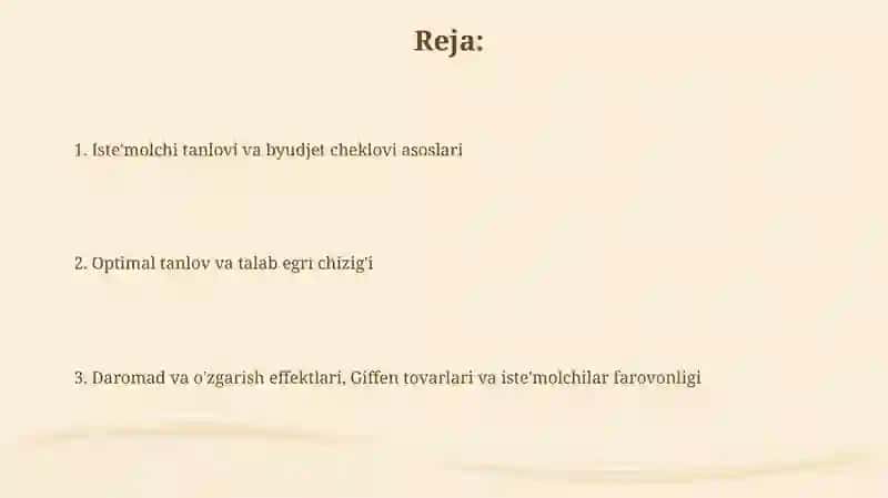 Iste'molchi tanlovi va byidjet cheklanganligi 2
