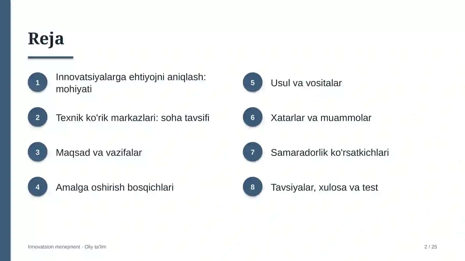 texnik ko'rik markazlarida innovatsiyalarga bo'lgan ehtiyojni aniqlash 1981 2