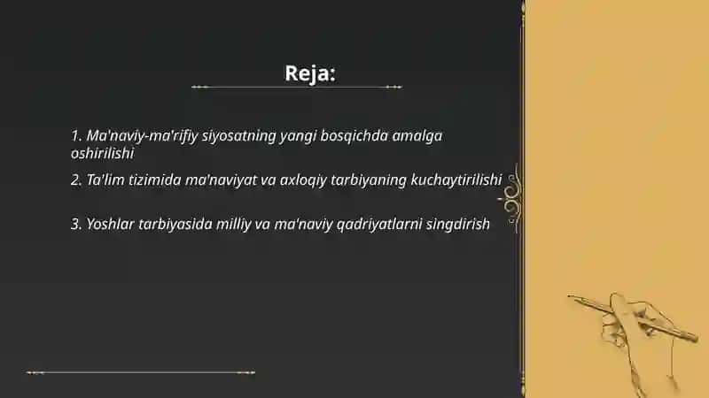 Yangi O'zbekistonda amalga oshirilayitgan ma'naviy o'zgarishlar 2