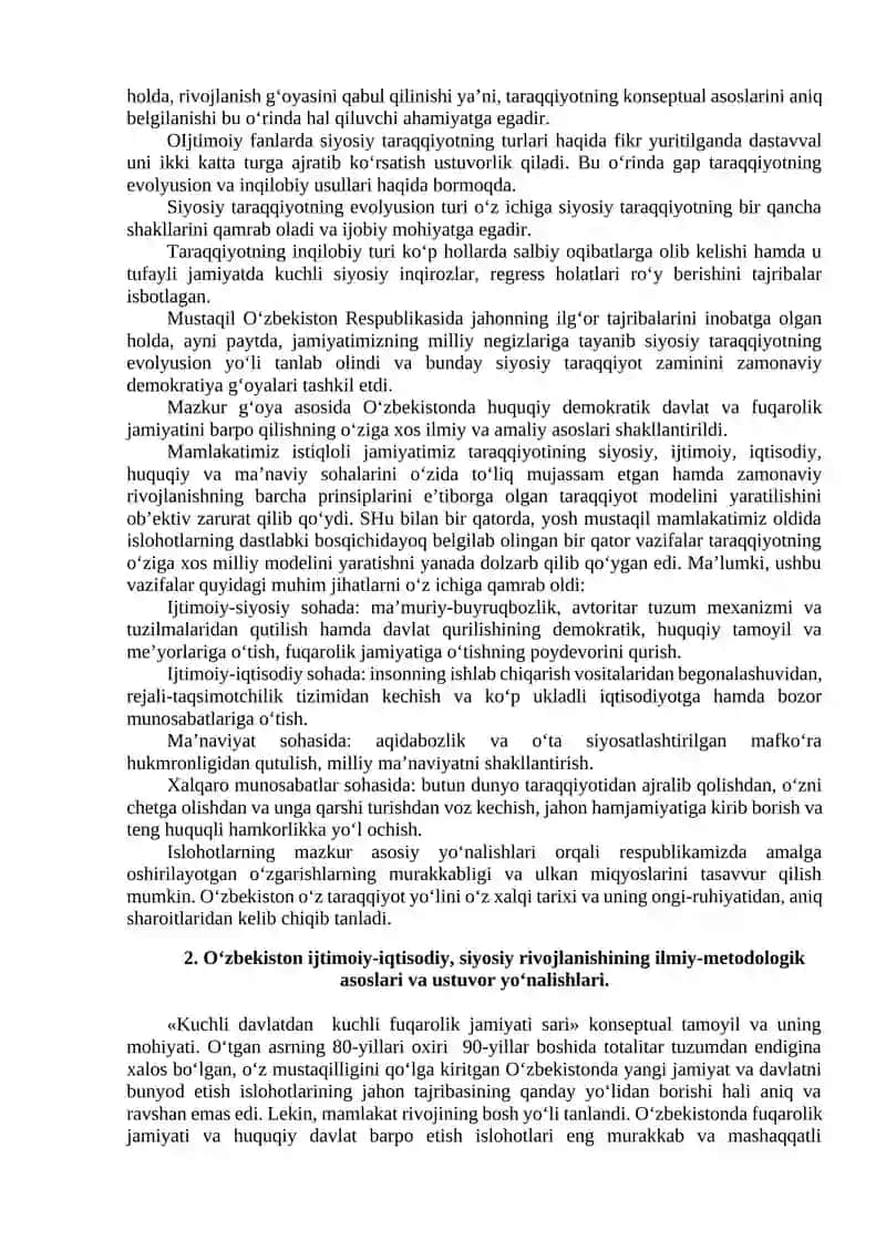 Mustaqil O‘zbekiston Milliy Taraqqiyot Modeli 2