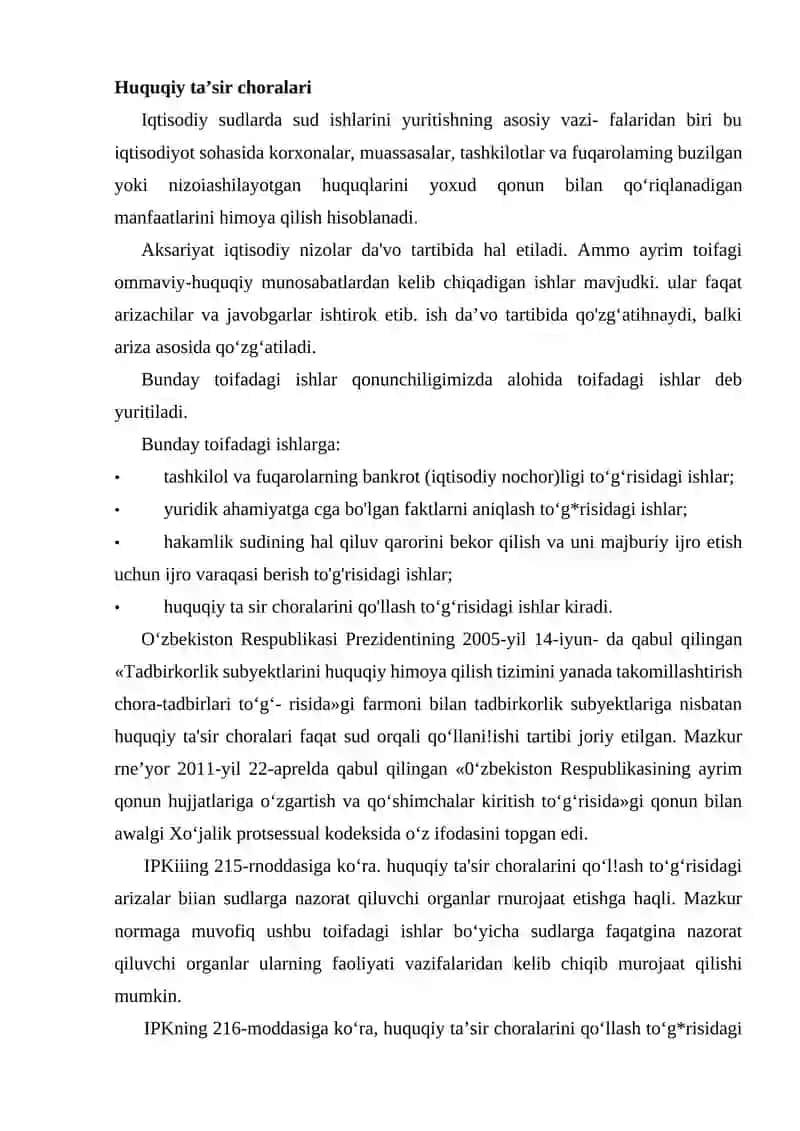 Huquqiy ta’sir choralari 2