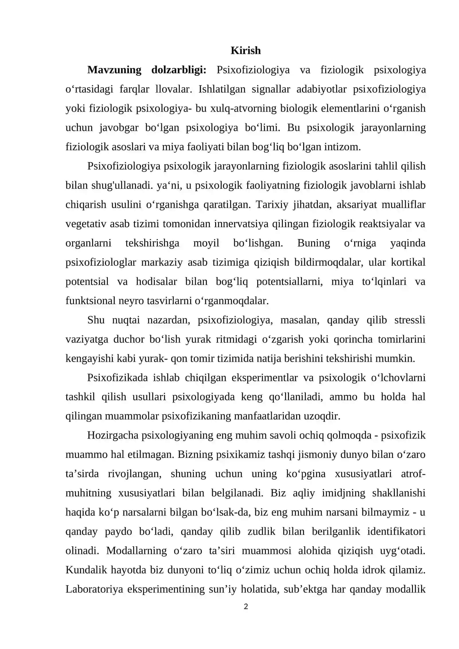 PSIXOFIZIKA VA PSIXOFIZIOLOGIYA 2