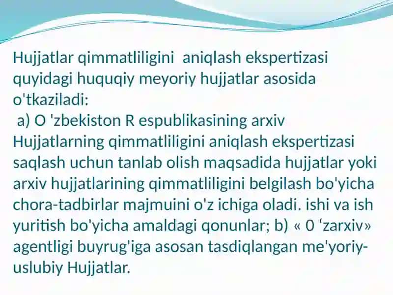 Hujjatlarning qimmatliligini aniqlash ekspertizasi 2