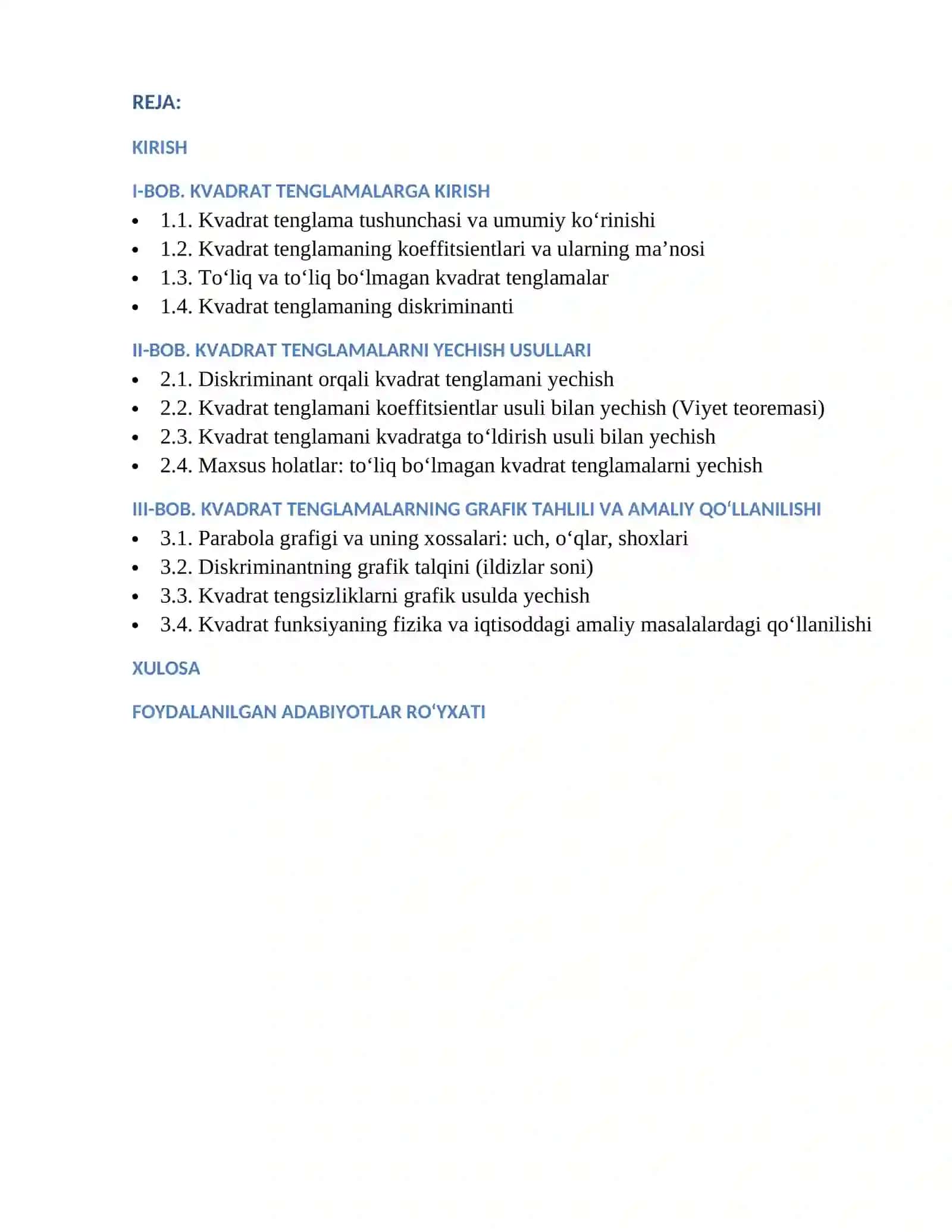 Oliy Matematika Kvadrat Tenglama 2