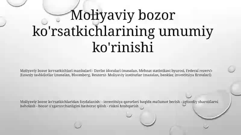 Moliya Bozori Indikatorlarini Baholash 2