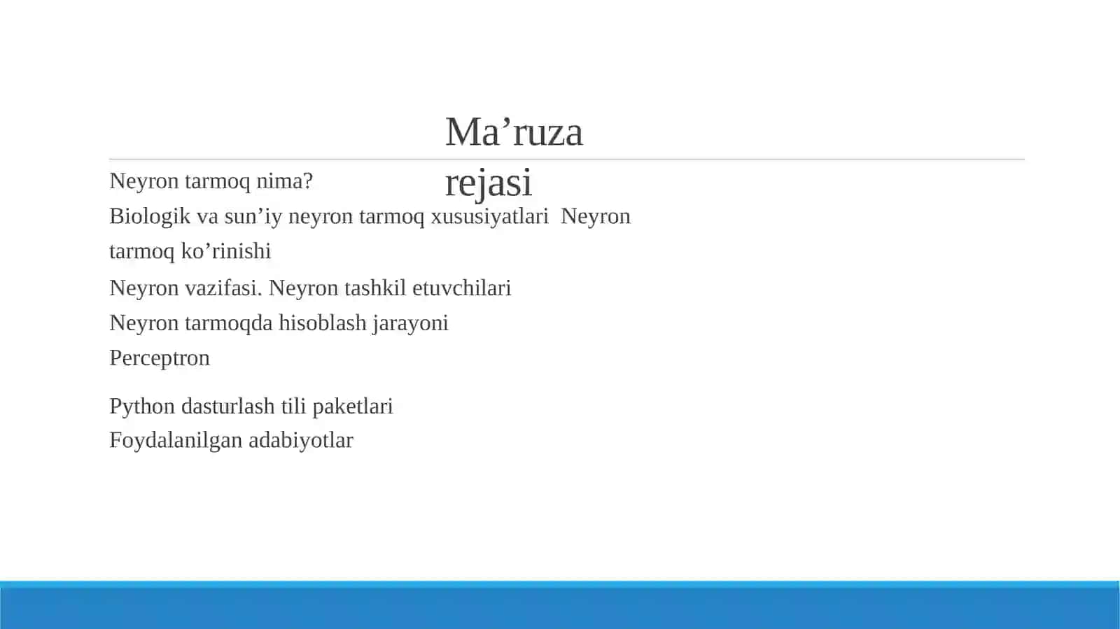 Sun’iy neyron tarmoqlari 2