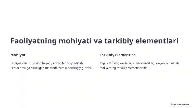 Faollik va faoliyat: Turlari va bosqichlari 2
