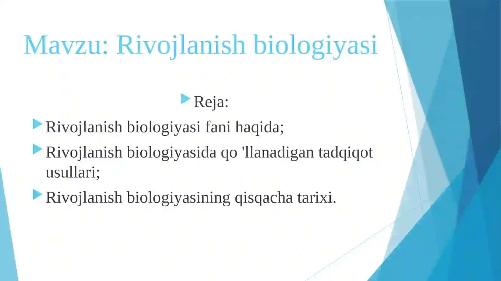 Rivojlanish biologiyasi 2