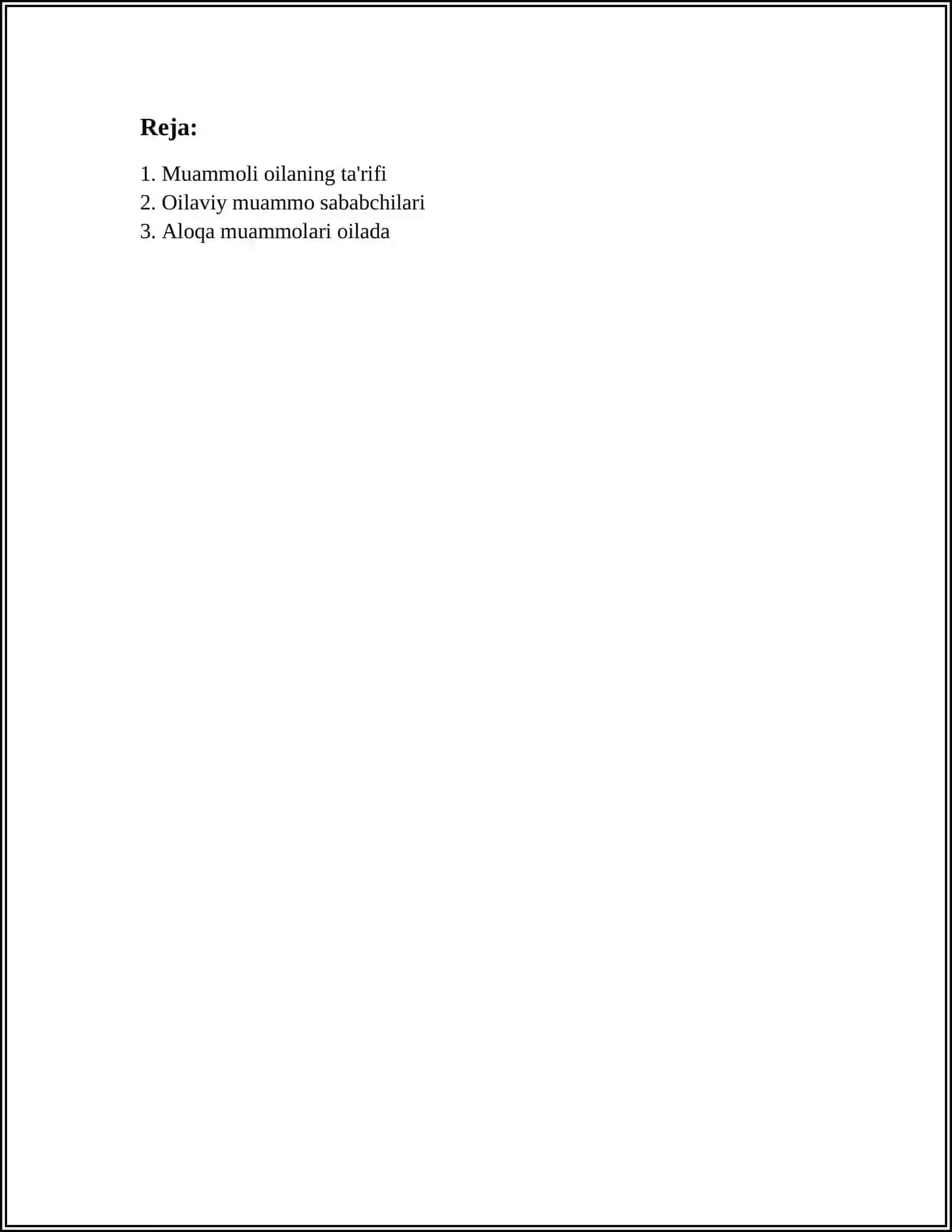 MUOMOLI OILA VA UNING YECHIMI 2
