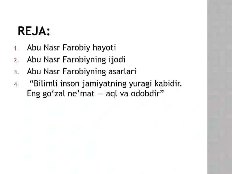 Bilim va odob — jamiyat yuragi(Abu Nasr Farobiy) 2