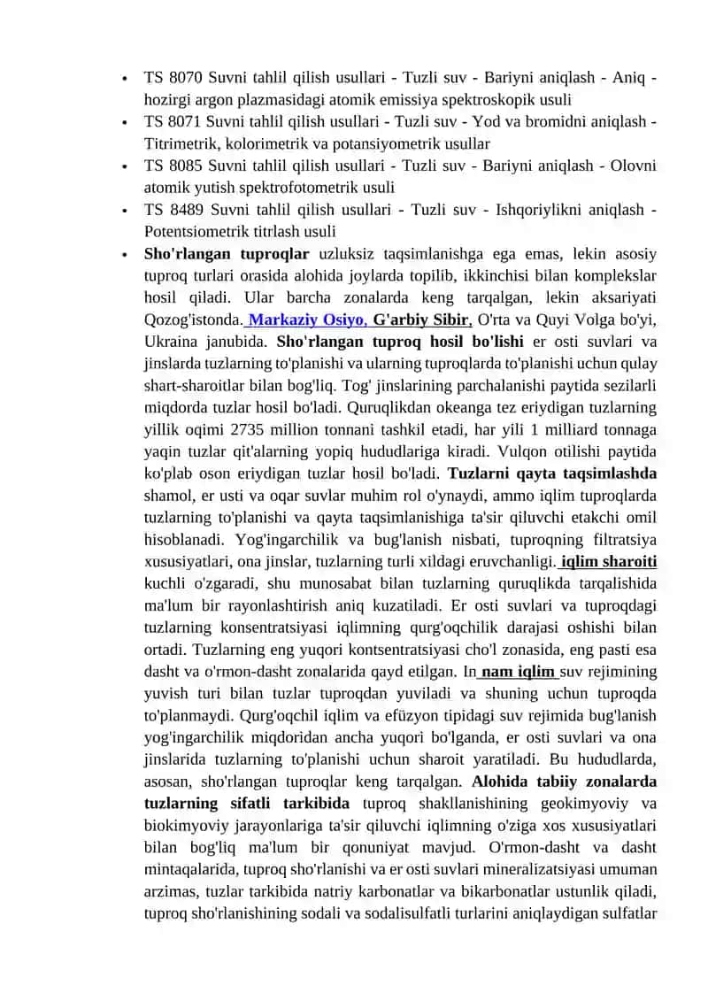 Tuproqning sho’rlanganlik darajasini aniqlash 2