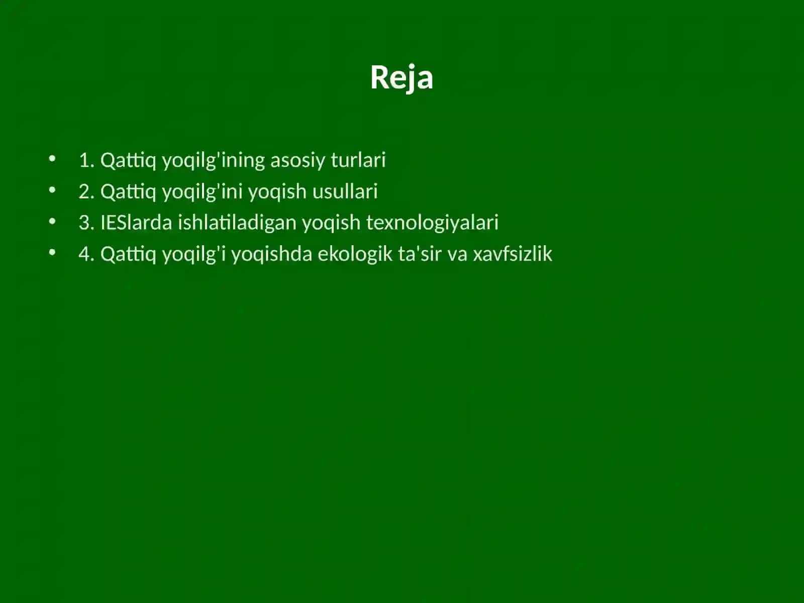IES larda qattiq yoqilg'ini yoqish 2