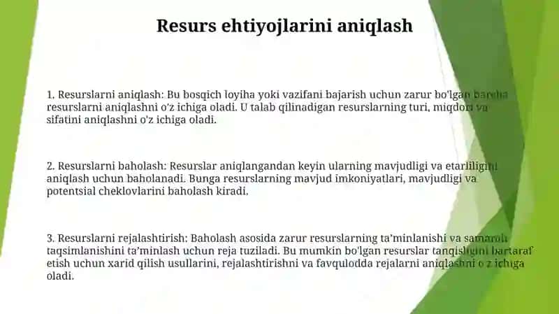 Resurslarni Rejalashtirish Jarayoni 2