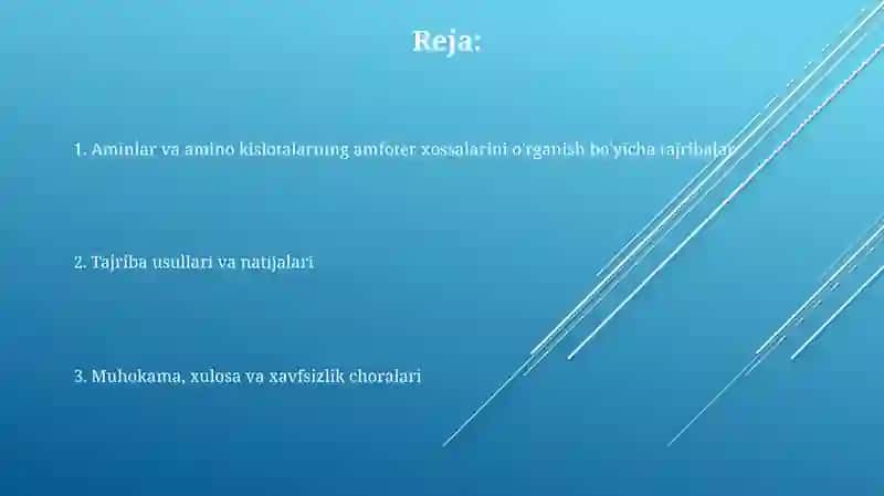 Aminlar va Aminokislotalar amfoter xossalarining goirtajribalar 2