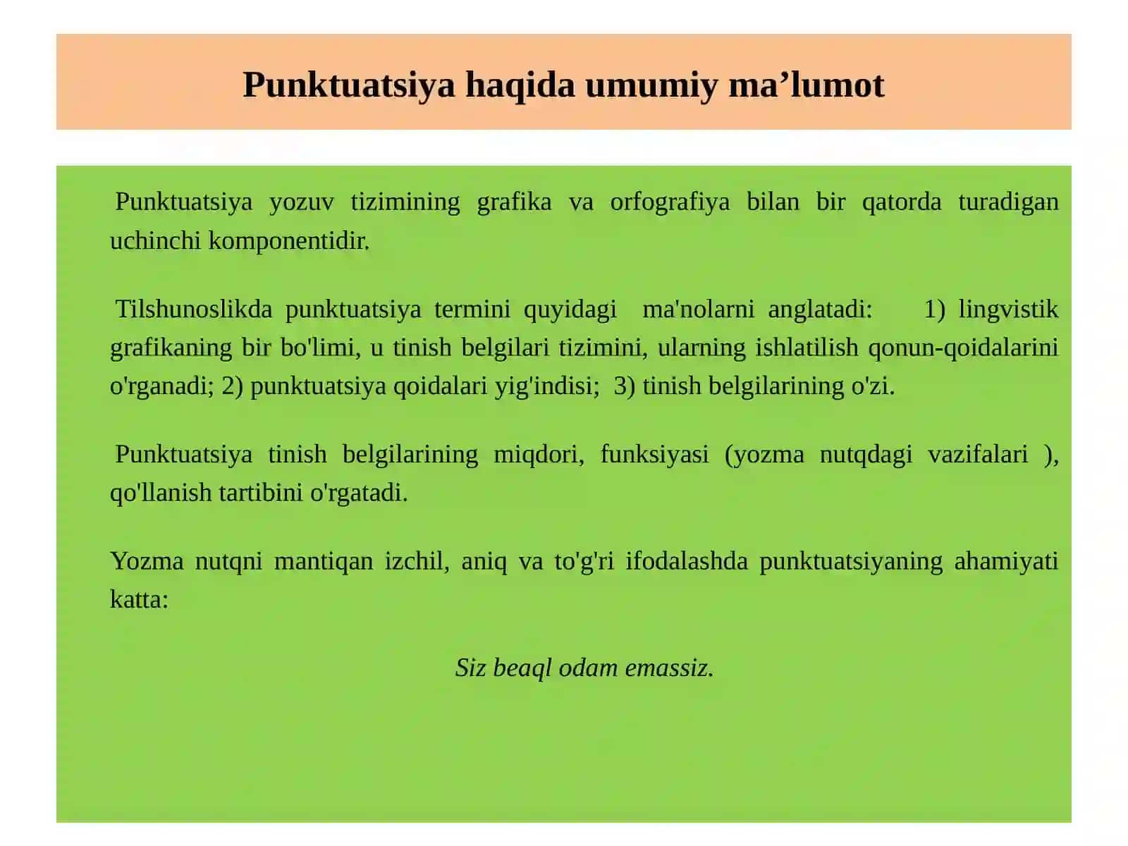 PUNKTUATSIYA (TINISH BELGILARI) 2