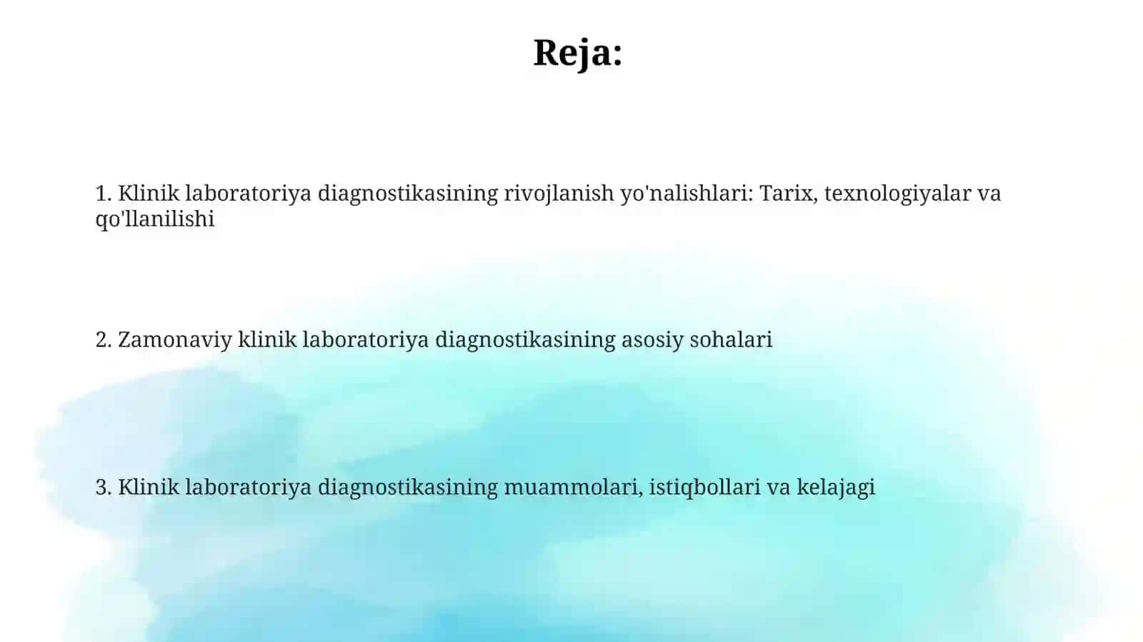 Klinik laborator diagnostikasining yo'nalishlari 2